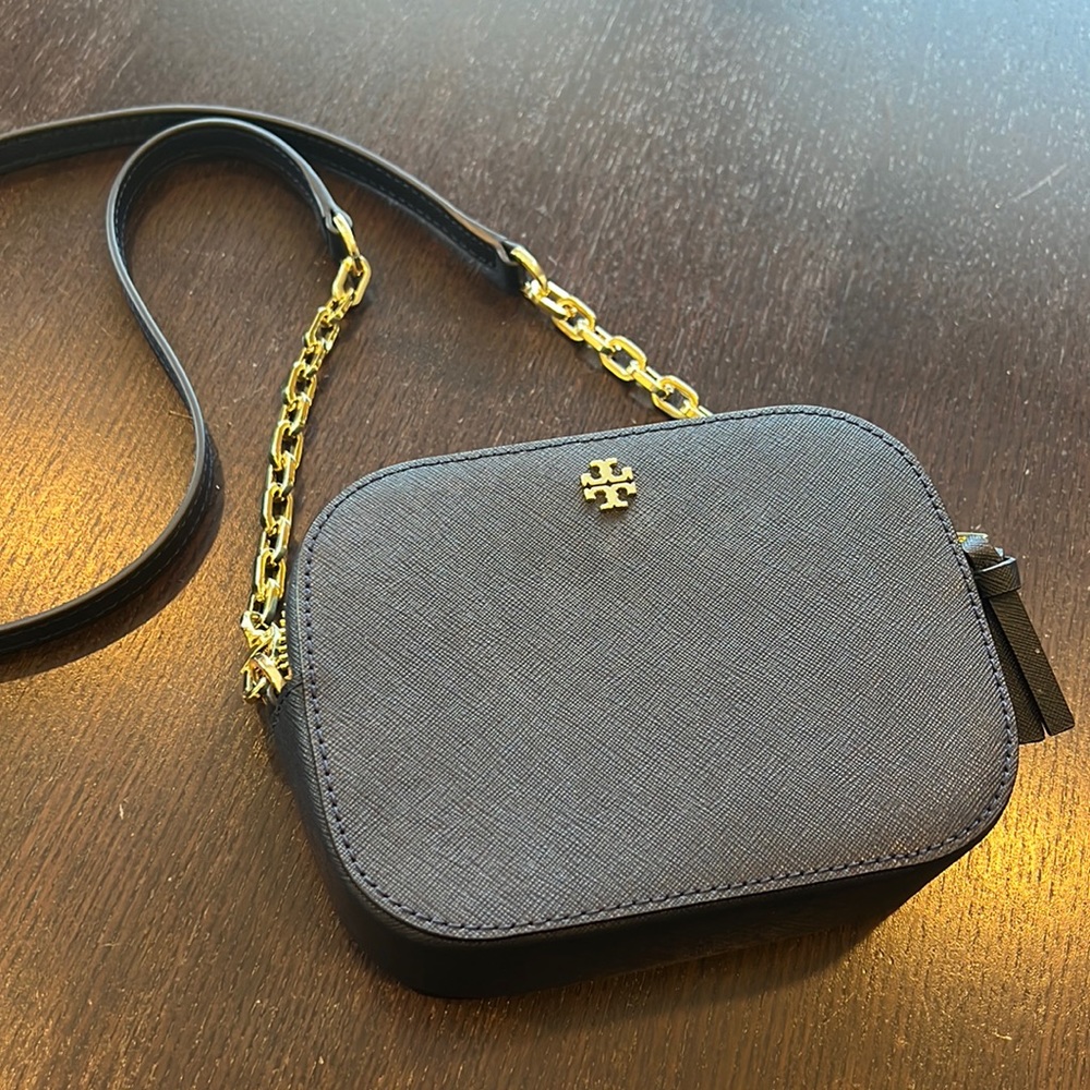 Tory Burch black and gold crossbody